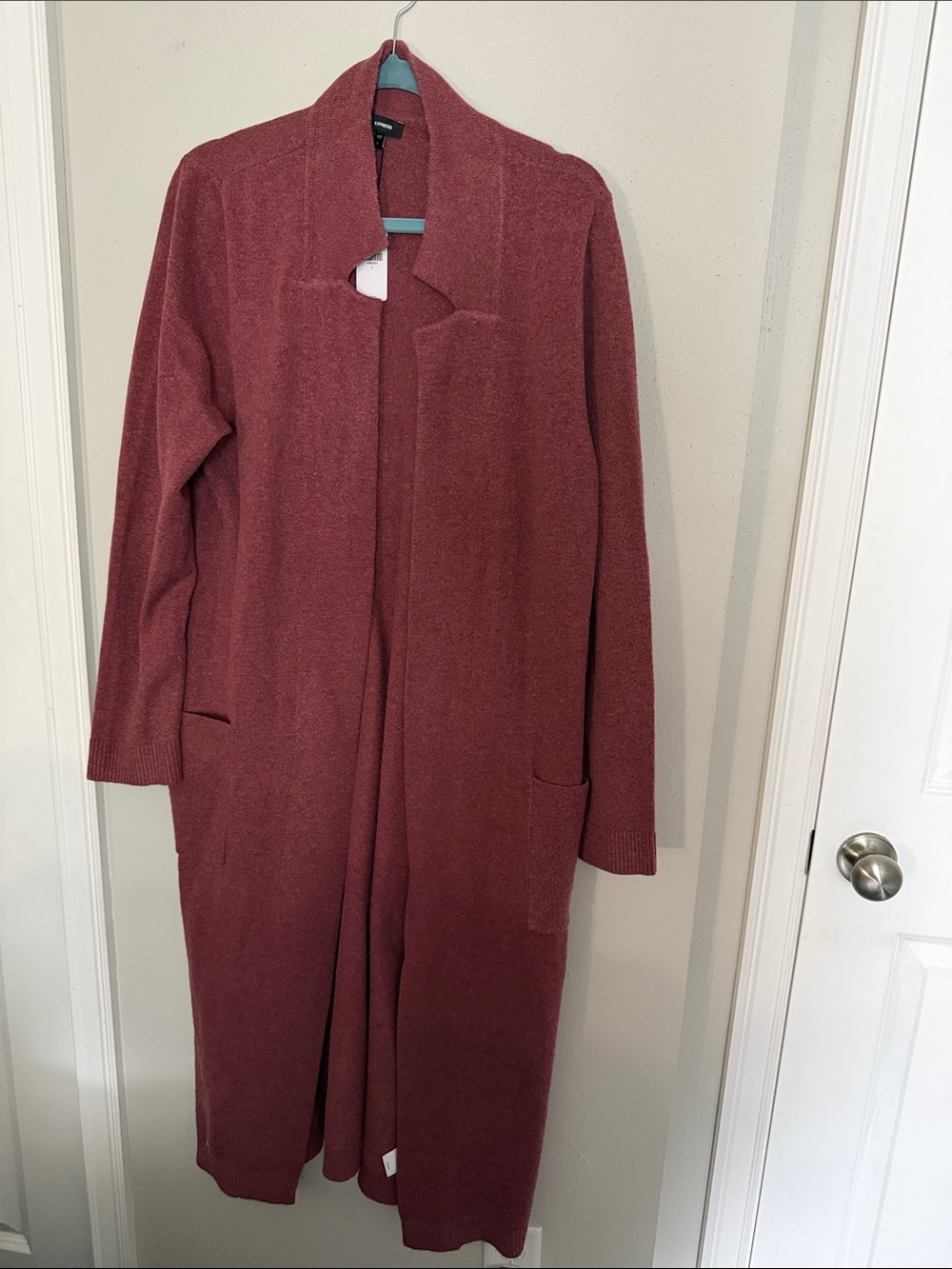 Express Longline Open-Front Cardigan Coat - Dusty Rose